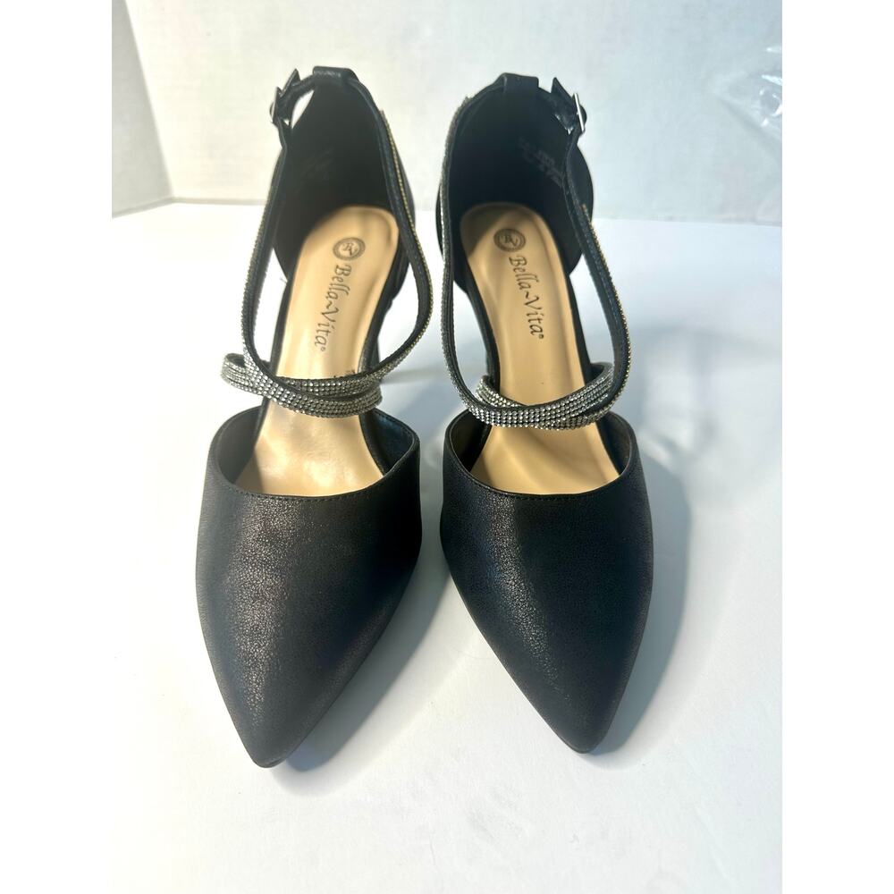 Bella Vita Women's Zabella Dress Pumps Heels Bkack Metallic Size 9WW NEW